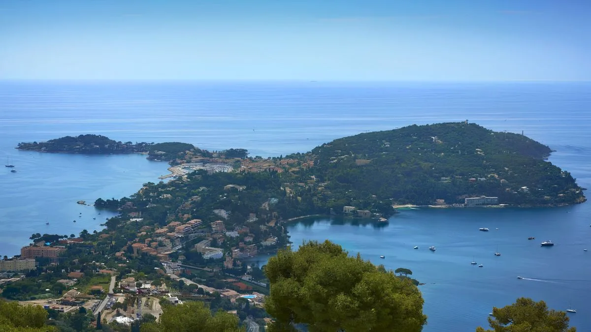 view over Saint Jean Cap Ferrat peninsula from the Corniches
